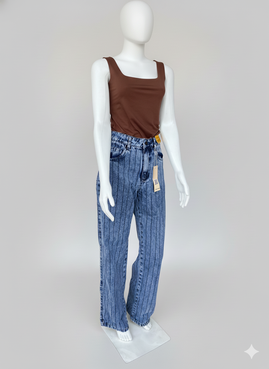 Calça Sawary Wide Leg listrada